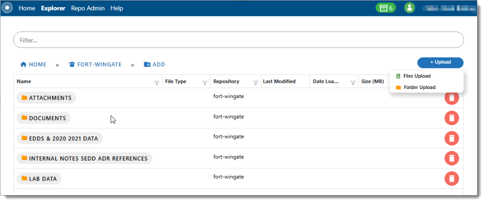 Helios Explorer Page Upload Button